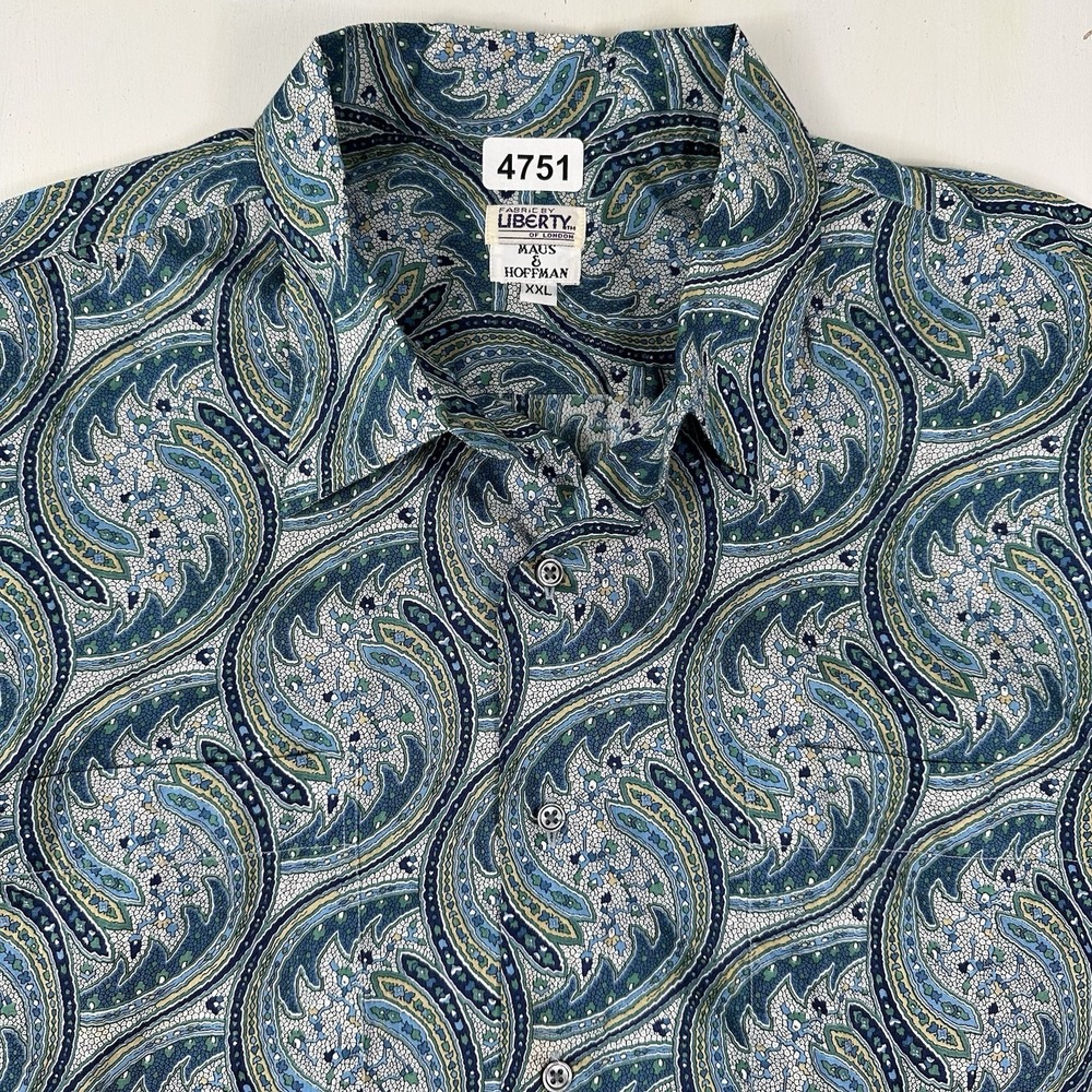 NEW VTG Maus & Hoffman Paisley Shirt Men XXL 2XL Blue Liberty AOP All Over Print